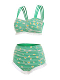 Green Summer Daisy Strap Swimsuit