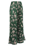 Vintage Green Jaguar Side Slit Straight Pants