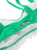 Green Summer Daisy Strap Swimsuit