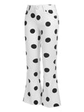 White Polka Dot High Waisted Flare Jeans