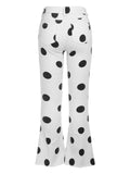 White Polka Dot High Waisted Flare Jeans