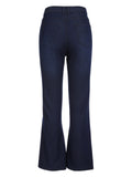 Dark Blue Bow Belt Flare Jeans