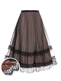 Khaki 1950s Black Mesh Vintage Skirt