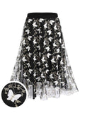White Butterfly Black Mesh Skirt