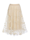 Apricot 1950s Lace Butterfly Solid Skirt