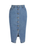 Blue 1960s Button Denim Skirt
