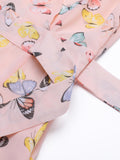 [US Warehouse] Light Pink Butterfly Strap Lace-up Vintage Dress