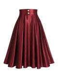 Wine Red 1950s Solid Vintage Skirt