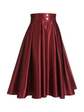 Wine Red 1950s Solid Vintage Skirt