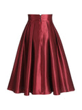Wine Red 1950s Solid Vintage Skirt