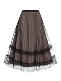 Khaki 1950s Black Mesh Vintage Skirt