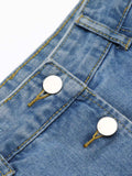 Blue 1960s Button Denim Skirt