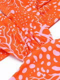 Orange Floral Lace-up One-piece Swimsuit