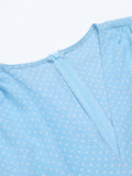 Blue 1950s Polka Dots Bow Swing Dress