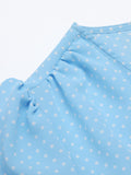 Blue 1950s Polka Dots Bow Swing Dress