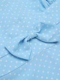 Blue 1950s Polka Dots Bow Swing Dress