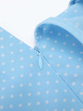Blue 1950s Polka Dots Bow Swing Dress
