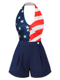 Navy Blue 1950s Solid Button Shorts