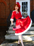 Red 1950s Solid Plush Christmas Dress