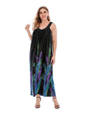 [Plus Size] 1930s Bohemian Feather Print Shift Dress