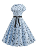 1950s Music Note Butterfly Belt Dress