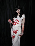 White 1960s Halloween Blood Pencil Dress
