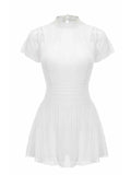 White 1940s Soild Lace Translucent Swimsuit