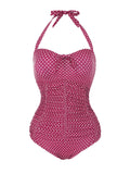 Retro Polka Dot Halter One-Piece Swimsuit