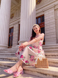 Pink 1950s Rose Floral Swing Dress