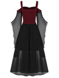 1950s Halloween Witch Transparent Sleeves Strap Dress