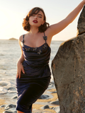 Blue 1960s 3D Butterfly Velvet Pencil Dress