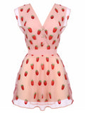 Pink 1960s Strawberry Mesh Mini Dress