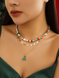 Christmas Tree Polymer Clay Necklace Set