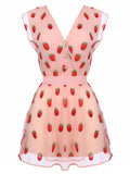 Pink 1960s Strawberry Mesh Mini Dress