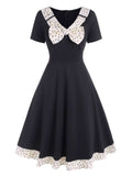 Black 1950s Bowknot Polka Dot Dress