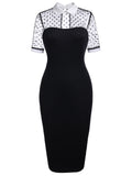 Black 1960s Illusion Bodycon Dress