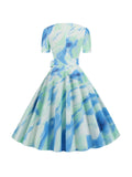Blue Tie Dye Bow Triangle Dress