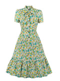 Multi 1950s Bowknot Floral Dress