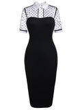 Black 1960s Illusion Bodycon Dress