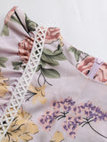 White Floral Ruffles Belt Dress