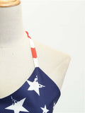 Navy 1950s Halter Stars Stripes Dress