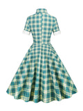 Green 1950s Plaid Swing Dress