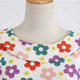White 1950s Floral Bowknot Swing Dress