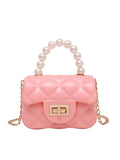 Retro Pearl Argyle Chain Strap Handbag