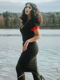 [US Warehouse] Black 1960s Button Slit Bodycon Dress