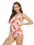 Red Tie-dye Spaghetti Strap Swimsuit