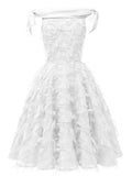 1950s Off-shoulder Tassel Feather Solid Dress
