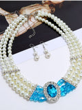 Halloween Gemstone Pearl Necklace & Earrings Set