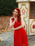 1950s Solid Halter Swing Dress