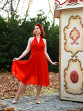 1950s Solid Halter Swing Dress